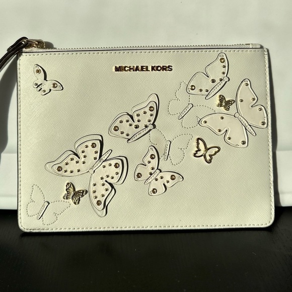 Michael Kors Butterfly appliqué studded XL clutch wristlet - Picture 9 of 9